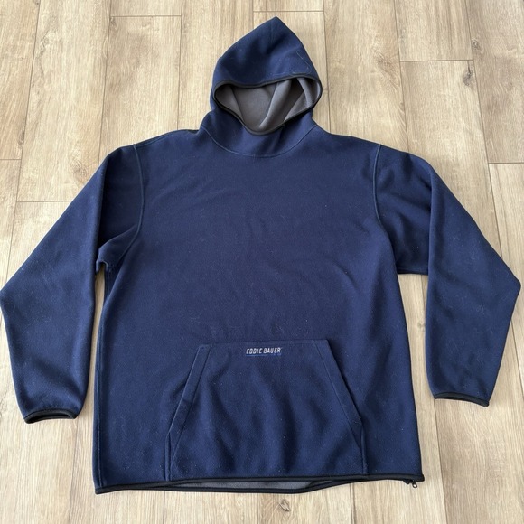 Eddie Bauer Other - Eddie Bauer Gray Blue Pullover Hoodie Men's XL Kangaroo Pocket Reversible Zip